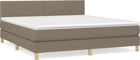 vidaXL Κρεβάτι Boxspring με Στρώμα Taupe 180x200 εκ. Υφασμάτινο