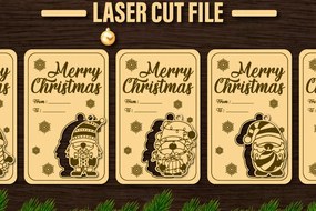 Σετ των 2 Intra απο ξύλο plywood 3mm-4mm πάχος κοπής με λέιζερ Χριστουγεννιάτικη δωροκάρτα Δίασταση 20x30 cm INTRAFABR-82710964
