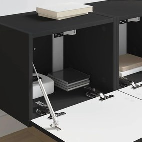 vidaXL Ντουλάπι Τηλεόρασης Τοίχου 2 pcs Μαύρο Επεξεργασμένο Ξύλο