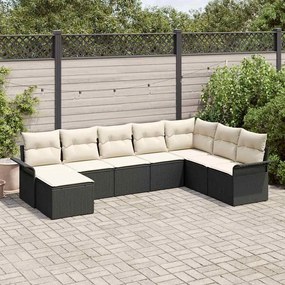 vidaXL Σετ Καναπέ Κήπου με μαξιλάρι 8 pcs Μαύρο Πολυ ράταν