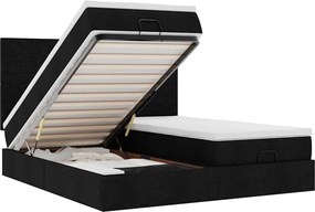 vidaXL Οθωμανικό Κρεβάτι με Στρώματα Μαύρο 200x200cm Ύφασμα