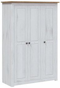 vidaXL Ντουλάπα Τρίφυλλη Λευκή 118x50x171,5εκ Ξύλο Πεύκου Σειρά Panama