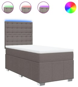 vidaXL Κρεβάτι Boxspring με Στρώμα Taupe 90x190 εκ.Υφασμάτινο