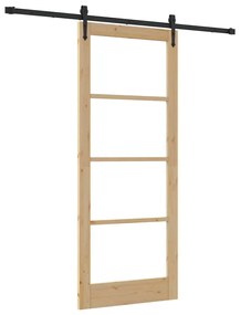 vidaXL Ολισθητή Πόρτα Χειροκίνητος Καφέ 86 x 211 cm Ξύλο και μέταλλο