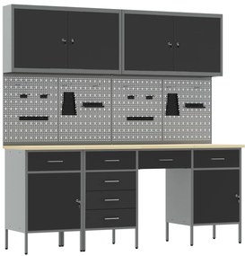 vidaXL Set Εργαλειοθήκης 10 Τεμαχίων Μαύρο Ατσάλι