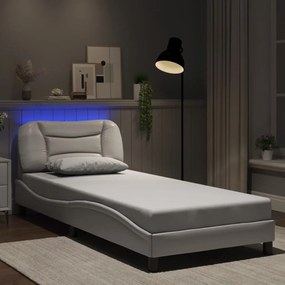 vidaXL Πλαίσιο κρεβατιού με LED χωρίς στρώμα Hvar Λευκό 90 x 200 εκ.