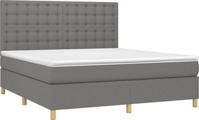 vidaXL Κρεβάτι Boxspring με Στρώμα Σκούρο Γκρι 180x200 εκ Υφασμάτιν