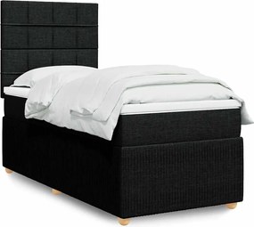 vidaXL Κρεβάτι Boxspring με Στρώμα Μαύρο 90x190 εκ.Υφασμάτινο