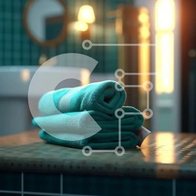 Intra Συλλεκτικό Ξύλινο Παζλ Plywood 4mm - Πράσινη πετσέτα σε πάγκο μπάνιου δίπλα στο νεροχύτη Σε Ξύλινο Κουτί - Διαστάσεις Puzzle: 10x10 cm – 25 κομμάτια