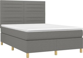 vidaXL Κρεβάτι Boxspring με Στρώμα Σκούρο Γκρι 140x200 εκ Υφασμάτινο