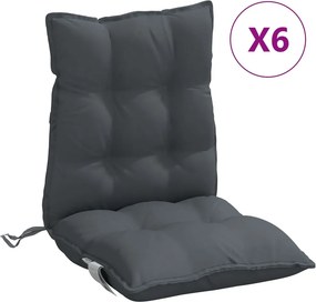 vidaXL Μαξιλάρια Καρέκλας Χαμηλή Πλάτη 6 τεμ. Ανθρακί Ύφασμα Oxford