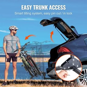 VEVOR Hitch Mount Bike Rack, 2-Bike Platform Style, 160 LBS Max Capacity Bike Rack Hitch for 2-inch Receiver, Titling and Folding Bike Carrier with Tires up to 5&quot; Wide, for Car, SUV, Truck, RV, Rectangular interface