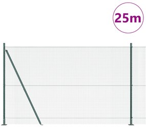 vidaXL Φράκτης  με 13 Οριζόντιους Πόλους Πράσινος 1.5x25 μ Ατσάλι