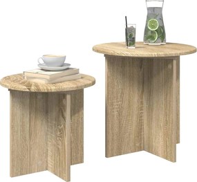 vidaXL Σετ βοηθητικά τραπεζάκια με αποθήκευση 2 pcs Sonoma Δρυς