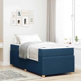 vidaXL Σκελετός Κρεβατιού με στρώμα Μπλε 90 x 190 cm ύφασμα