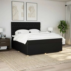 Κρεβάτι Boxspring με Στρώμα Μαύρο 180x200 εκ. Υφασμάτινο - Μαύρο