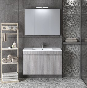 Set Bathroom Furniture OMEGA 90 Grey Oak 90x46x135 εκ.