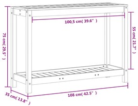 Τραπέζι Κηπουρικής με Ράφι Λευκό 108x35x75εκ. Μασίφ Ξύλο Πεύκου - Λευκό