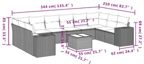 Σαλόνι Κήπου Σετ 11 τεμ. Μπεζ Συνθετικό Ρατάν με Μαξιλάρια - Μπεζ