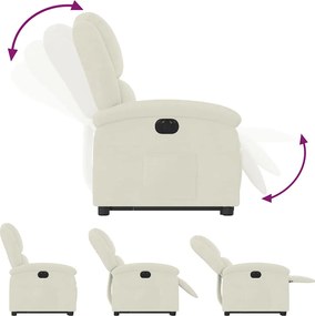vidaXL Πολυθρόνα Ηλεκ. Ανακλινόμενη με Ανύψωση Κρεμ Βελούδο