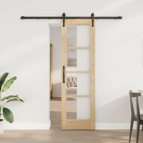 vidaXL Συρόμενη Πόρτα με Σετ Εξαρτημάτων 61x198.5 εκ. Συμπαγές Ξύλο Πεύκο