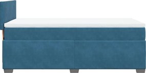 vidaXL Κρεβάτι Boxspring με Στρώμα Μπλε 80 x 200 εκ. Βελούδινο