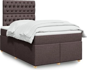 vidaXL Κρεβάτι Boxspring με Στρώμα Σκούρο Καφέ 120x200 εκ. Υφασμάτινο