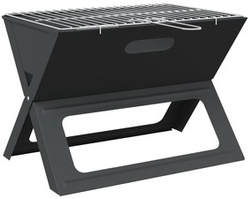 vidaXL Γκριλ BBQ Κάρβουνου - Αναδιπλούμενο, Μαύρο, 46x30x31 εκ, Κατασκευασμένο από Ατσάλι