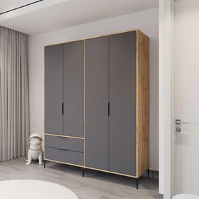 Wardrobe Royal Drawers 160 - Oak, Anthracite Oak
Anthracite