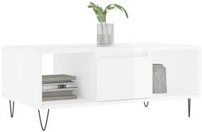 vidaXL Τραπεζάκι Σαλονιού Γυαλ. Λευκό 90x50x36,5 εκ. Επεξεργ. Ξύλο