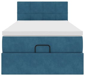 Οθωμανικό κρεβάτι με στρώμα &amp; LEDs Σκούρο μπλε 90x190cm Velvet 3312594