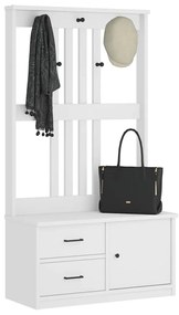 vidaXL Δέντρο χωλ SANDNES Λευκό 87x40x159,5 εκ. Πεύκο μασίφ ξύλο