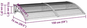 vidaXL Στέγαστρο Πόρτας Μαύρο 150x75 εκ. από Πολυκαρβονικό