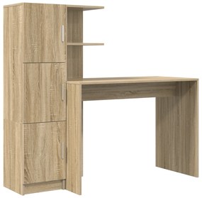vidaXL γραφείο  με αποθήκευση Sonoma Oak από Μοριοσανίδα