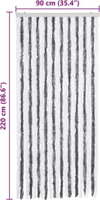 vidaXL Σήτα - Κουρτίνα Πόρτας Γκρι / Λευκό 90 x 220 εκ. από Σενίλ
