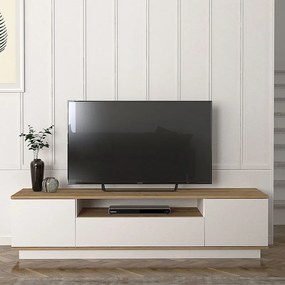 Έπιπλο τηλεόρασης Fedya Megapap από μελαμίνη χρώμα λευκό - sapphire oak 180x45x44,6εκ.