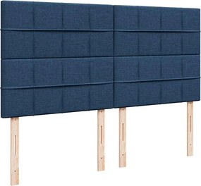 vidaXL Κρεβάτι Boxspring με Στρώμα Μπλε 200x200 εκ. Υφασμάτινο