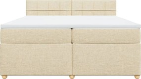 vidaXL Κρεβάτι Boxspring με Στρώμα Κρεμ 200x200 εκ. Υφασμάτινο