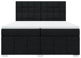 vidaXL Κρεβάτι Boxspring με Στρώμα Μαύρο 200x200 εκ. Υφασμάτινο