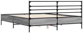vidaXL Πλαίσιο Κρεβατιού Γκρι Sonoma 160x200 εκ. Επεξ. Ξύλο &amp; Μέταλλο
