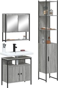 vidaXL Σετ Επίπλων Μπάνιου 3 Τεμαχίων Γκρι Sonoma Επεξεργασμένο Ξύλο