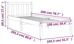 Σκελετός Κρεβ. Χωρίς Στρώμα Καφέ Κεριού 100x200 εκ Μασίφ Πεύκο - Καφέ