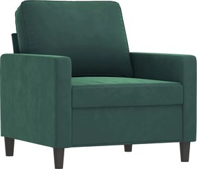 vidaXL Πολυθρόνα Σκούρο πράσινο 60 εκ. Βελούδινη