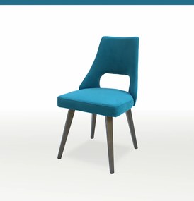 Ξύλινη-βελούδινη καρέκλα Sultan τιρκουάζ-καφέ 90,5x48,5x47,5x44,5cm, FAN1234