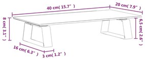 Βάση Οθόνης Λευκή 40 x 20 x 8 εκ. από Ψημένο Γυαλί και Μέταλλο - Λευκό