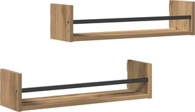 vidaXL Ράφι Τοίχου Επιτοίχιο 2 pcs Artisan Oak 60 x 16 x 14 cm