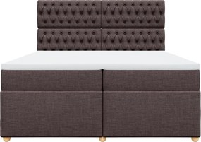 vidaXL Κρεβάτι Boxspring με Στρώμα Σκούρο Καφέ 200x200 εκ. Υφασμάτινο