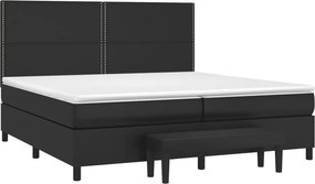 vidaXL Κρεβάτι Boxspring με Στρώμα Μαύρο 200x200 εκ. Συνθετικό Δέρμα