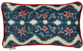 Μαξιλάρι Διακοσμητικό (Με Γέμιση) Phoenicia Batik Lc40122 50X30Cm White-Blue Mindthegap 30X50 Πούπουλο-Φτερό