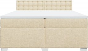 vidaXL Κρεβάτι Boxspring με Στρώμα Κρεμ 200x200 εκ. Υφασμάτινο